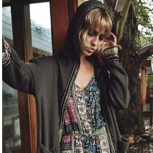 Jaase‎ Oversized Long Hooded Cardigan Open Front Sw